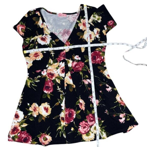 Hello MIZ Womens V-Neck Pink Floral Print Pleated Maternity Blouse Sz M - Picture 5 of 9